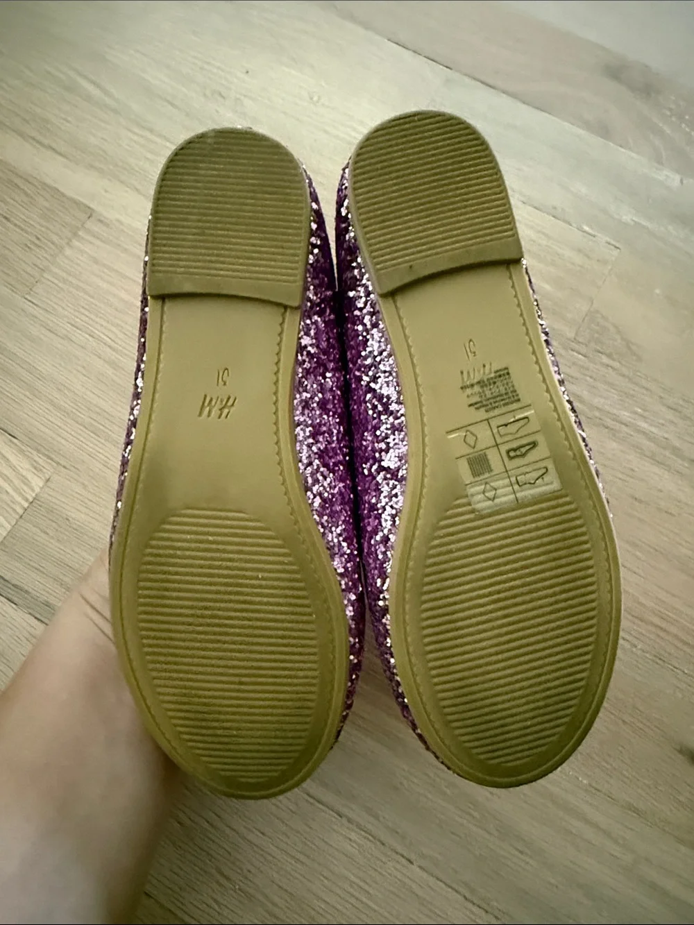 H&M Girls' Purple Glitter Princess Slip-On Flats